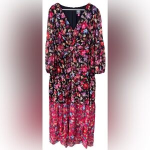 NWT Vince Camuto Women’s 18W Chiffon Maxi Dress Pink Multi Floral Print